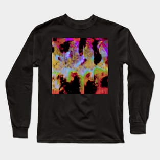 UNIVERSE RAIN Colorful Abstract Glitch Art Long Sleeve T-Shirt